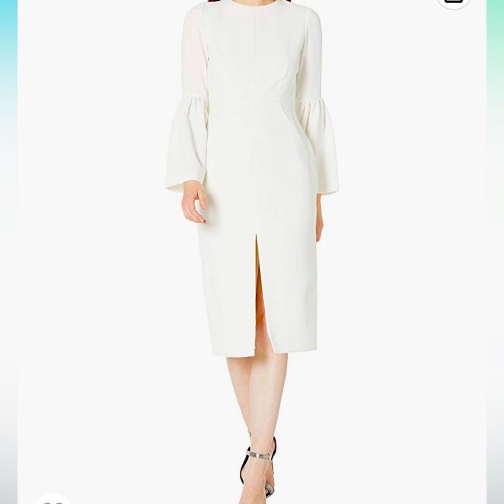 Jill Jill Stuart Women's Cocktail Dress W/Front Slit & Bell Sleeves,Off/White, 2